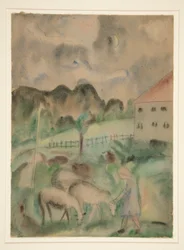 niña joven y ovejas