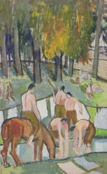 Soldados en un arroyo
