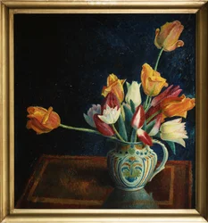 Tulipanes en una jarra de Staffordshire