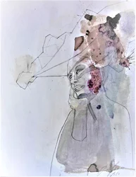 Retrato abstracto y pensativo