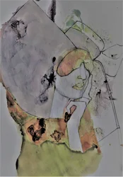 Mujer absorta (abstracto)