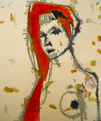 Retrato abstracto en rojo