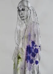 Retrato en tinta de colores