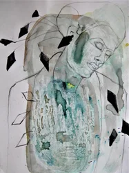 Retrato verde contemplativo
