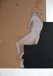 Desnudo contemplativo sentado
