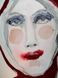 Rostro dramático en acuarela