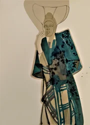 Elegante figura de moda en color verde azulado