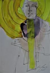 Retrato en amarillo expresivo