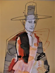 Retrato con sombrero moderno