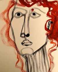 Retrato moderno de una mujer pelirroja