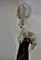 Perfil abstracto y pensativo