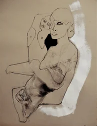 Boceto de una mujer pensativa
