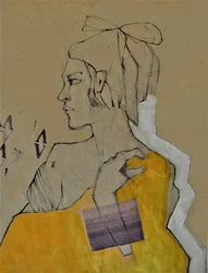 Retrato amarillo pensativo