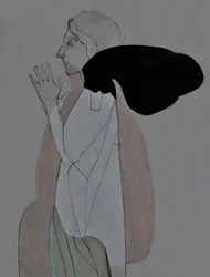 Perfil de una mujer rezando
