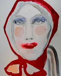 Retrato de una mujer con capucha roja