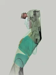 Perfil drapeado en color verde azulado