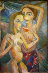 Dos chicas con tulipán