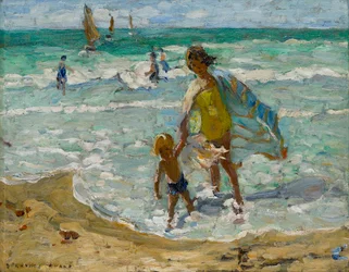 A Blowy Day at the Seaside (óleo sobre lienzo)