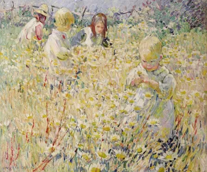 Entre las margaritas (óleo sobre lienzo)