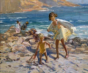 Junto al mar (óleo sobre tabla)