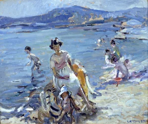 Figuras bañándose (óleo sobre cartulina)