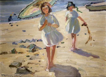 Amigos en la playa (óleo sobre lienzo)