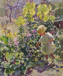 En el jardín (óleo sobre lienzo)
