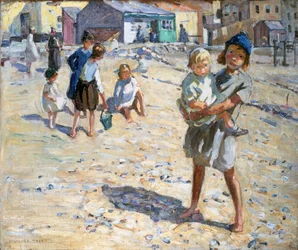 En la playa (óleo sobre lienzo)
