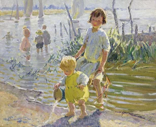 Remando (óleo sobre lienzo)