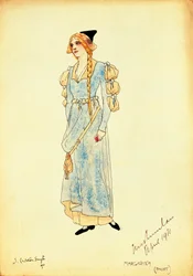 Boceto del vestuario de Marguerite para la representación de Fausto, por Carleton Smyth