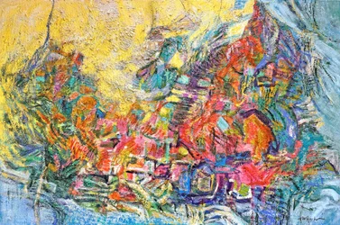 Paisaje urbano abstracto y vibrante