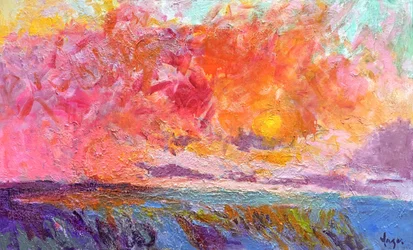 Paisaje marino con una puesta de sol llena de colorido