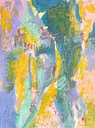 Abstracto en amarillo y azul vibrantes