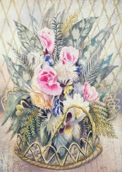 Godetias (óleo sobre lienzo)