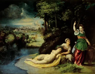 Diana y Calisto, hacia 1528, de Dosso Dossi (hacia 1486-1542), óleo sobre lienzo, 49x61 cm