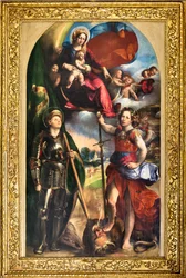 Virgen con el Niño Jesús y San Jorge y San Miguel Arcángel, c.1518 (óleo sobre tabla)