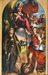 Virgen con el Niño Jesús y San Jorge y San Miguel Arcángel, c.1518 (óleo sobre tabla)