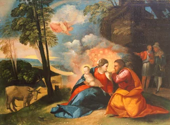 Natividad de Jesús, hacia 1512-1513, por Dosso Dossi (hacia 1490-1542), óleo sobre tabla, 39x54 cm