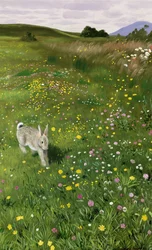 Liebre en flores de primavera