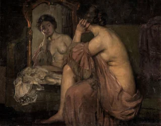 Frente al espejo (óleo sobre lienzo)
