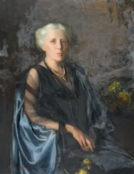 La dama del manto azul (óleo sobre lienzo)