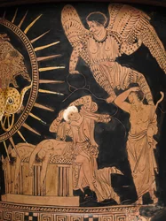 (detalle) de una lekythos de figuras rojas