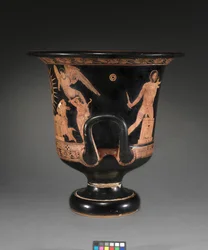 (detalle) de un lekythos de figuras rojas