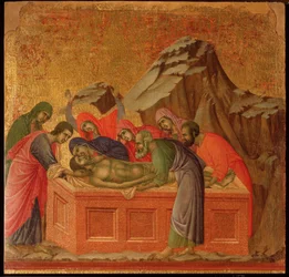 Pasión: el entierro. Retablo de la Maestà