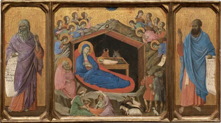 La Natividad con los profetas Isaías y Ezequiel