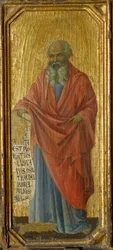 El profeta Jeremías, detalle de la predela de la Maestà del retablo de Duccio en la Catedral de Siena