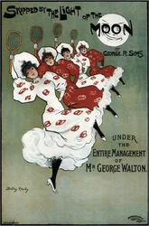 Póster para la comedia de George Sims Skipped by the Light of the Moon, 1896