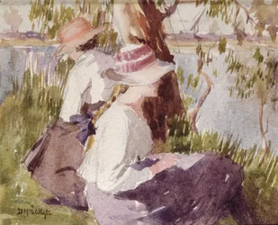 Estudio de dos niñas (acuarela sobre papel)