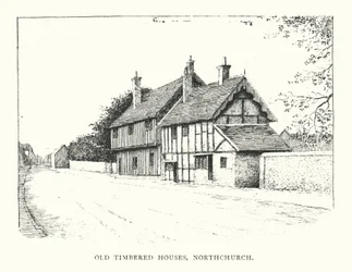 Old Timbered Houses, Northchurch (litografía)