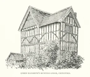 Pabellón de caza de la Reina Isabel, Chingford (litografía)